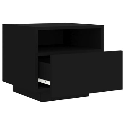 Mesas de cabeceira c/ luzes LED 2 pcs 40x39x37 cm preto