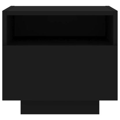 Mesas de cabeceira c/ luzes LED 2 pcs 40x39x37 cm preto