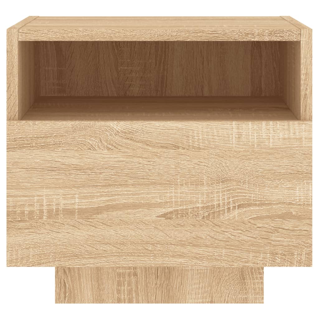 Mesa de cabeceira com luzes LED 40x39x37 cm carvalho sonoma