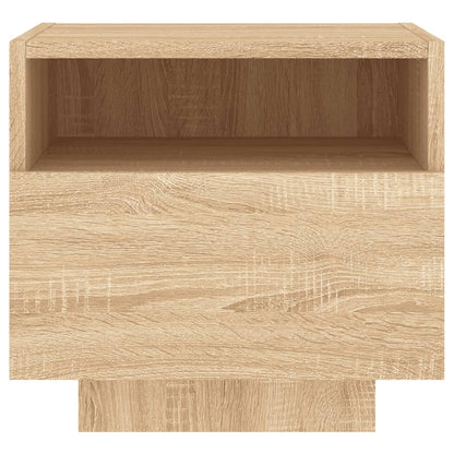 Mesa de cabeceira com luzes LED 40x39x37 cm carvalho sonoma