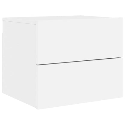 Mesas de cabeceira de parede com luzes LED 2 pcs branco