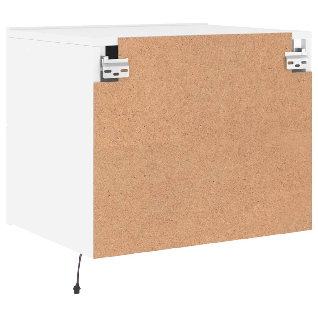 Mesas de cabeceira de parede com luzes LED 2 pcs branco