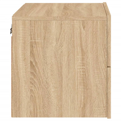 Mesa de cabeceira de parede com luzes LED carvalho sonoma