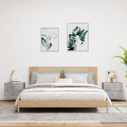 Wall-mounted bedside tables with LED lights 2pcs cement grey