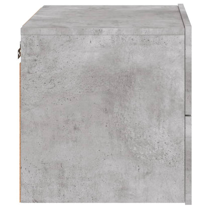 Wall-mounted bedside tables with LED lights 2pcs cement grey