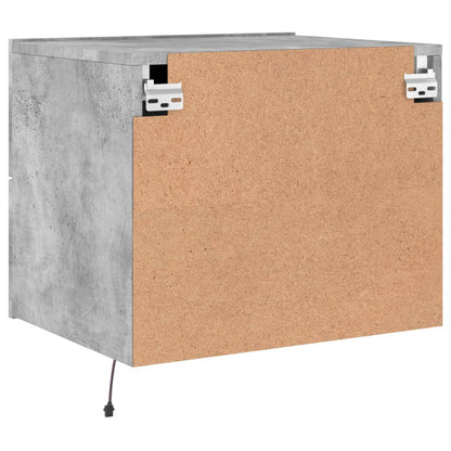 Wall-mounted bedside tables with LED lights 2pcs cement grey