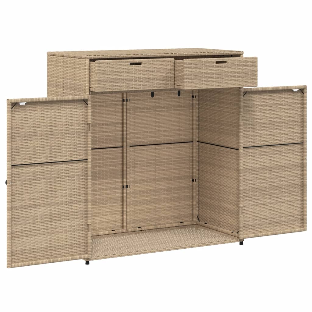 Garden storage cabinet 105x55x113 cm PE wicker beige