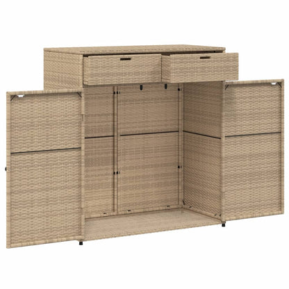 Garden storage cabinet 105x55x113 cm PE wicker beige