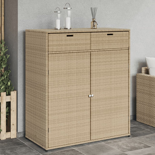 Garden storage cabinet 105x55x113 cm PE wicker beige