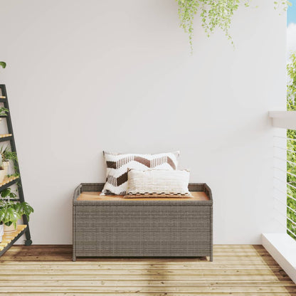 Storage bench 100x50x52 cm PE wicker and gray acacia wood