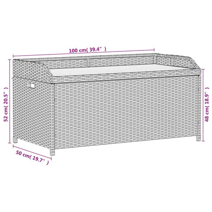 Storage bench 100x50x52 cm PE wicker and gray acacia wood