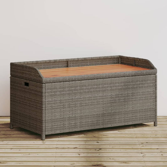 Storage bench 100x50x52 cm PE wicker and gray acacia wood