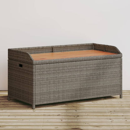 Storage bench 100x50x52 cm PE wicker and gray acacia wood