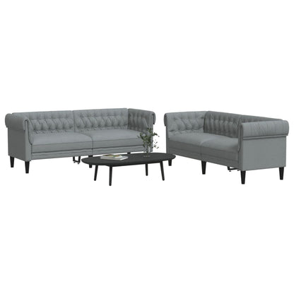 2 pcs light grey fabric sofa set