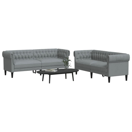 2 pcs light grey fabric sofa set
