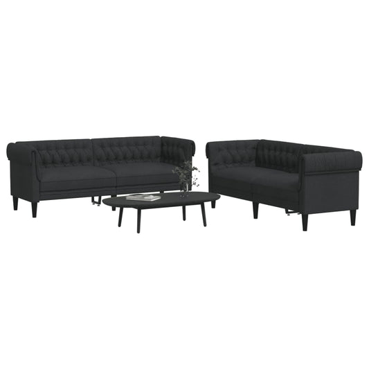 2 pcs black fabric sofa set