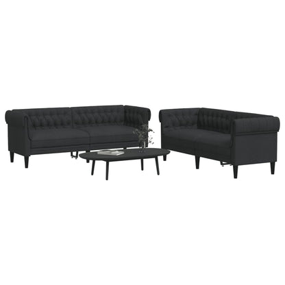 2 pcs black fabric sofa set