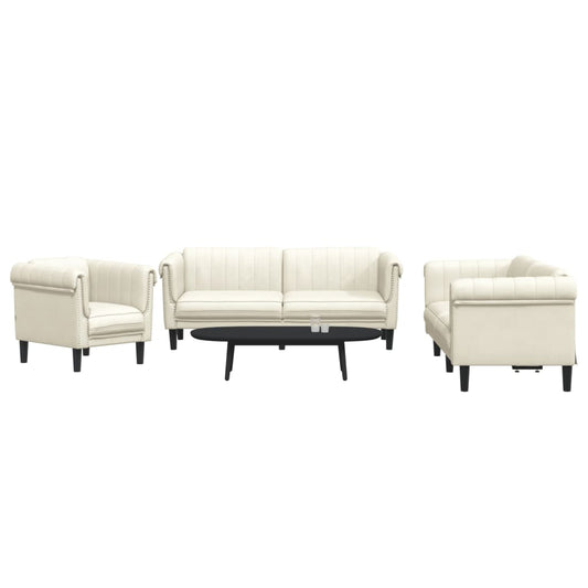 3 pcs cream color velvet sofa set