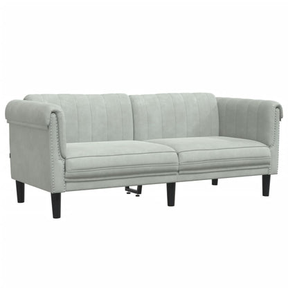 2 pcs conjunto de sofás veludo cinzento-claro