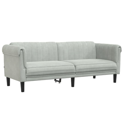 2 pcs conjunto de sofás veludo cinzento-claro