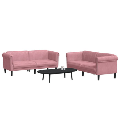2 pcs pink velvet sofa set