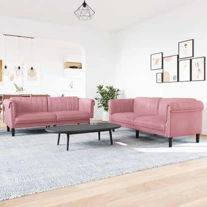 2 pcs pink velvet sofa set
