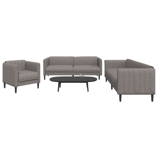 3 pcs sofa set grey-brown fabric