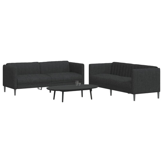 2 pcs black fabric sofa set