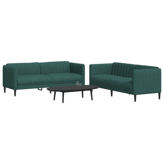 2 pcs conjunto de sofás tecido verde-escuro