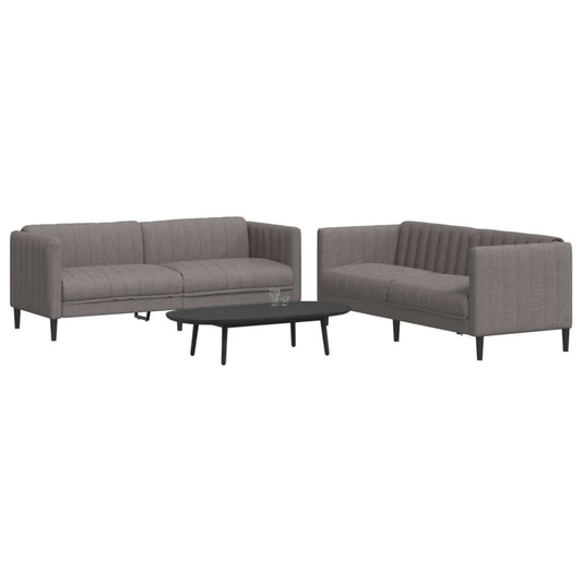 2 pcs sofa set grey-brown fabric