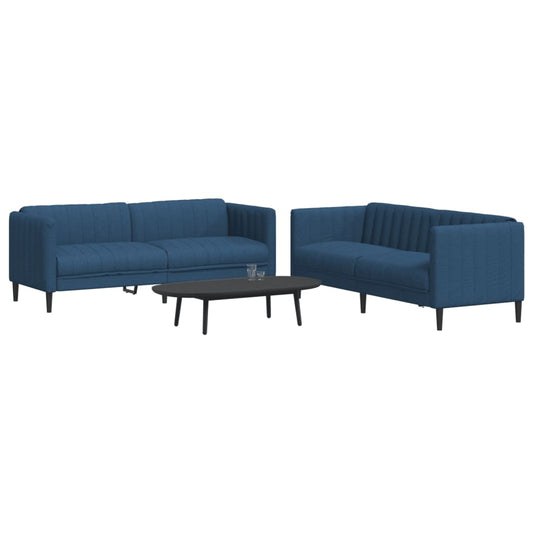 2 pcs conjunto de sofás tecido azul