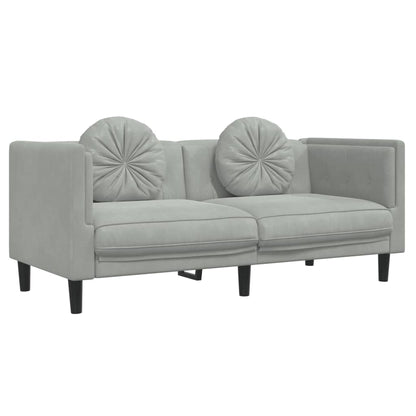 3 pcs sofa set with cushions light grey velvet
