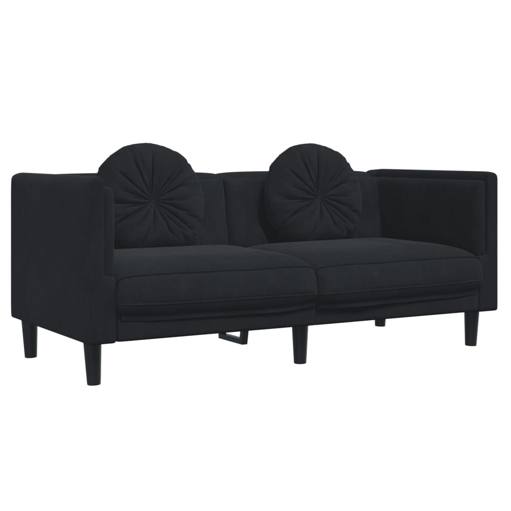 3 pcs conjunto de sofás com almofadas veludo preto