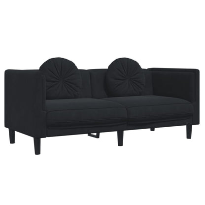 3 pcs conjunto de sofás com almofadas veludo preto