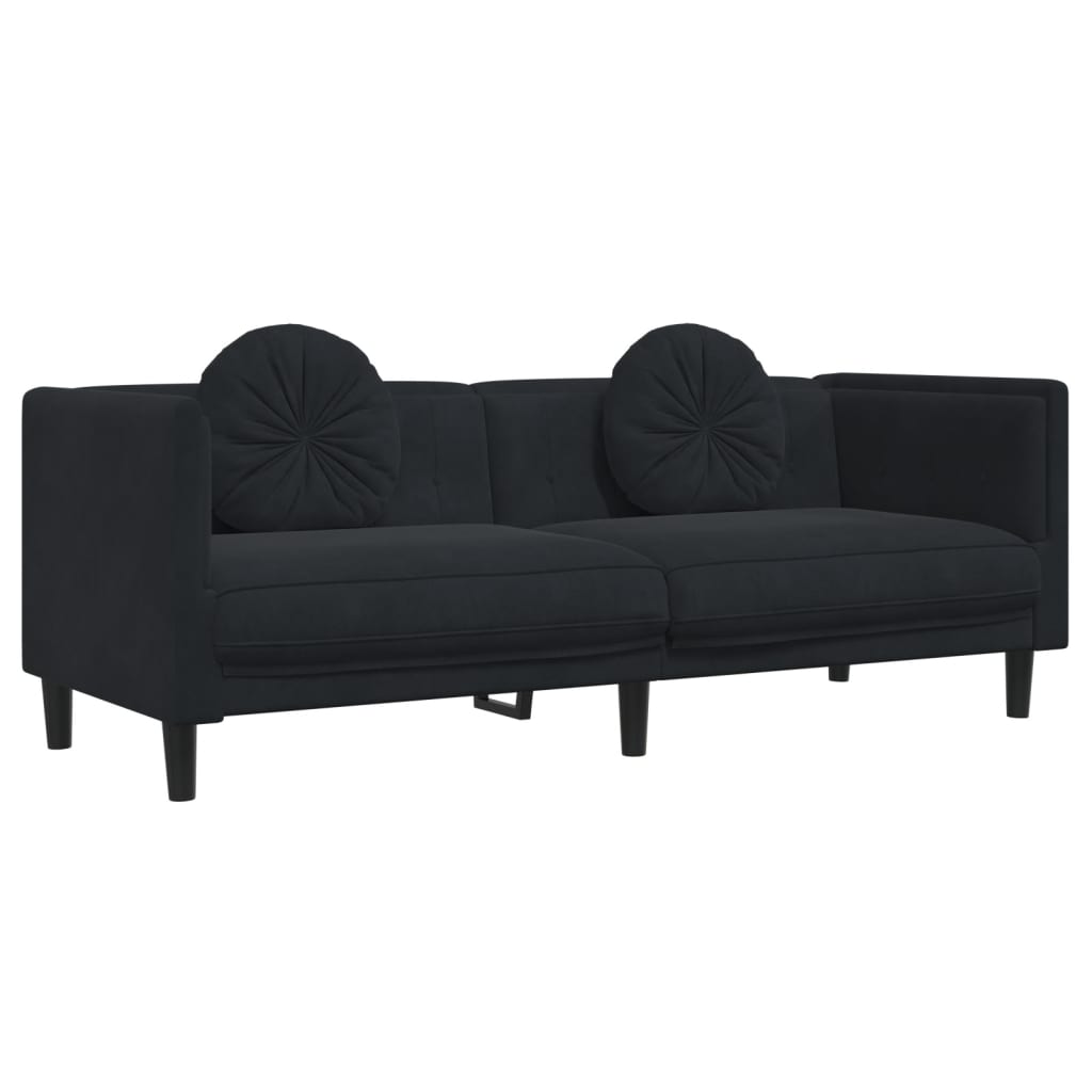 3 pcs conjunto de sofás com almofadas veludo preto