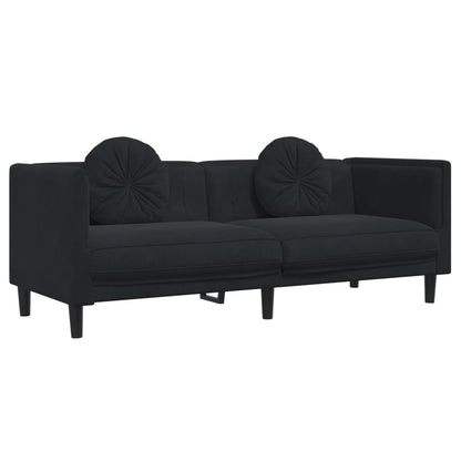 3 pcs conjunto de sofás com almofadas veludo preto