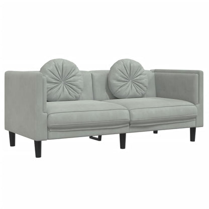 2 pcs sofa set with cushions light grey velvet