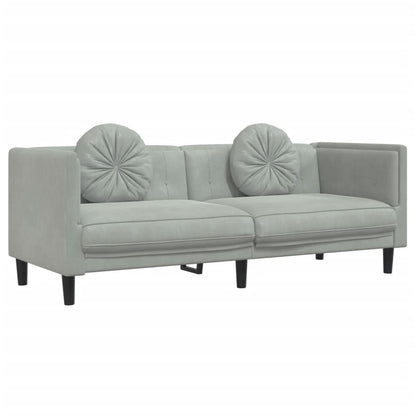 2 pcs sofa set with cushions light grey velvet