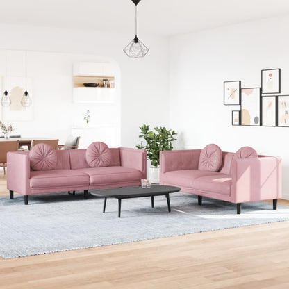 2 pcs conjunto de sofás com almofadas veludo rosa