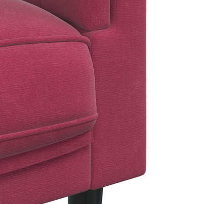 2 pcs conjunto de sofás com almofadas veludo vermelho-tinto