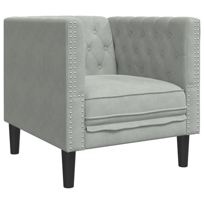 3 pcs Chesterfield sofa set with light grey velvet rollers
