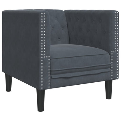 3 pcs conj. de sofás chesterfield com rolos veludo cinza-escuro