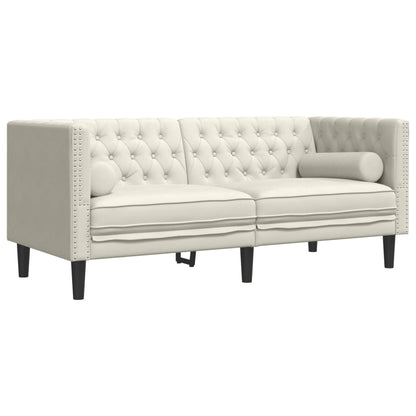 2 pcs conjunto de sofás chesterfield com rolos veludo creme
