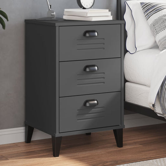 VIKEN bedside table in anthracite grey wood derivatives