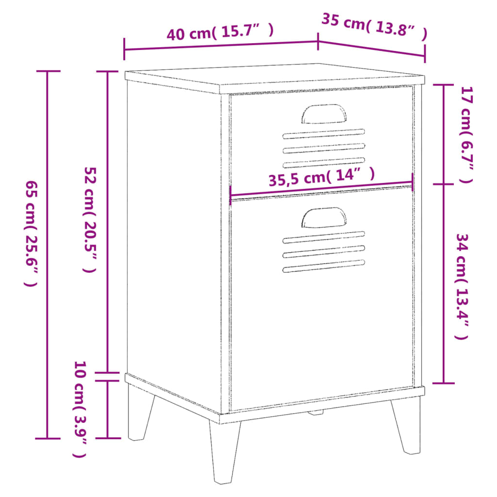 VIKEN bedside table in anthracite grey wood derivatives