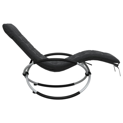 Geometric sun lounger with black and grey steel cushion