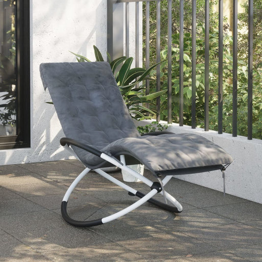 Geometric sun lounger with black and grey steel cushion