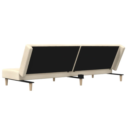 Sofá-cama de 2 lugares tecido cor creme