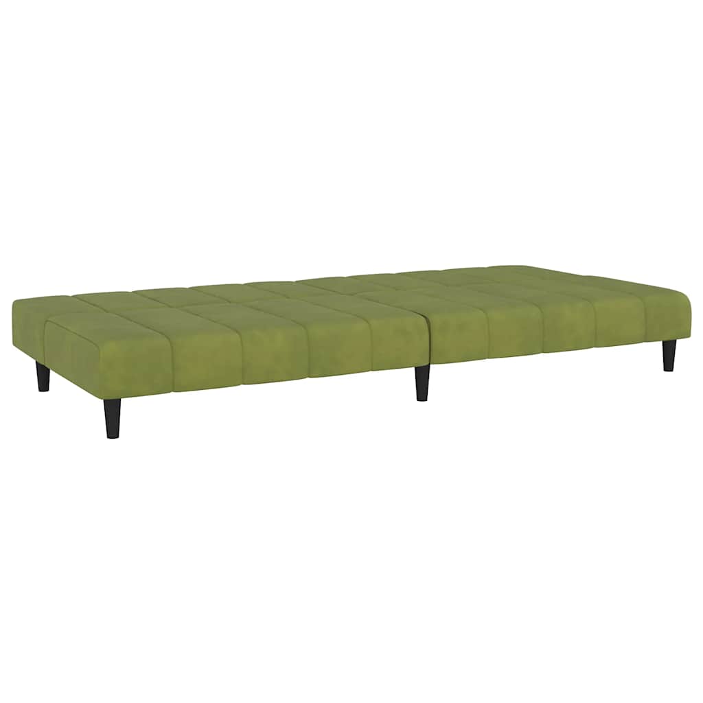 Sofá-cama de 2 lugares veludo verde-claro