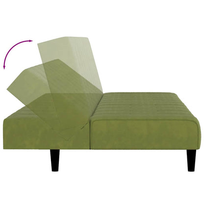 Sofá-cama de 2 lugares veludo verde-claro